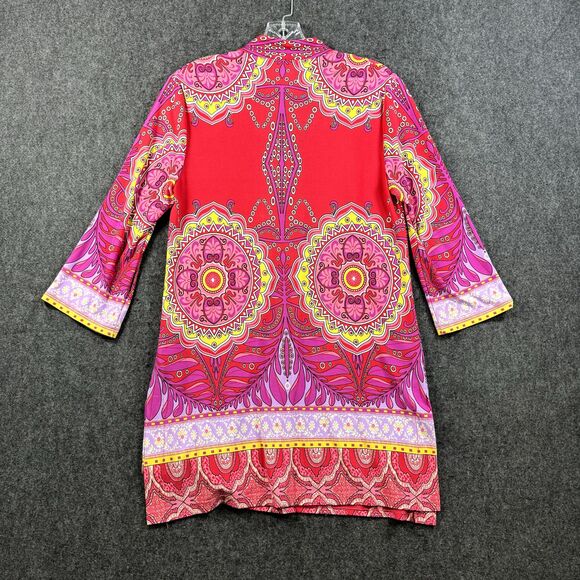 Joseph Ribkoff Top Women's 6 Pink Paisley Jewels Floral Tunic Bell Sleeve - Picture 6 of 7